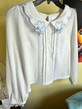 Liz Lisa 2019 AW Embroidered Heart Scallop Collar Blouse